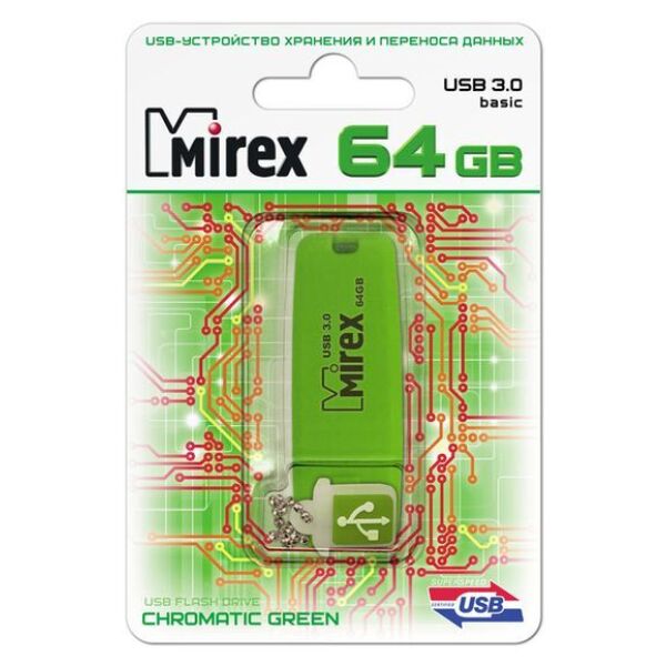 

Флеш USB MIREX, USB Flash MIREX Chromatic Green 64GB (13600-FM3CGN64)