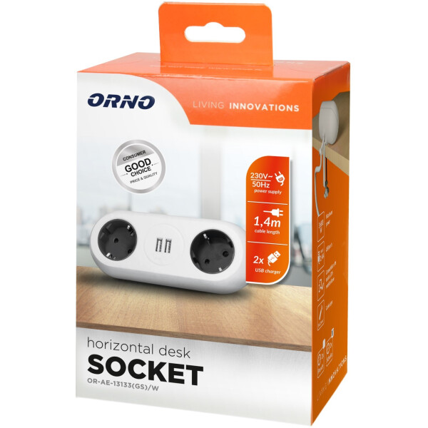 Блок розеточный Orno OR-AE-13133-W 1,4 м Блок розеточный Orno OR-AE-13133-W 1,4 м