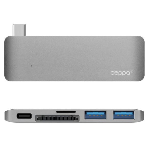 

Hub USB DEPPA, USB-C адаптер для Macbook 5 в 1 Deppa 72217 (графит)