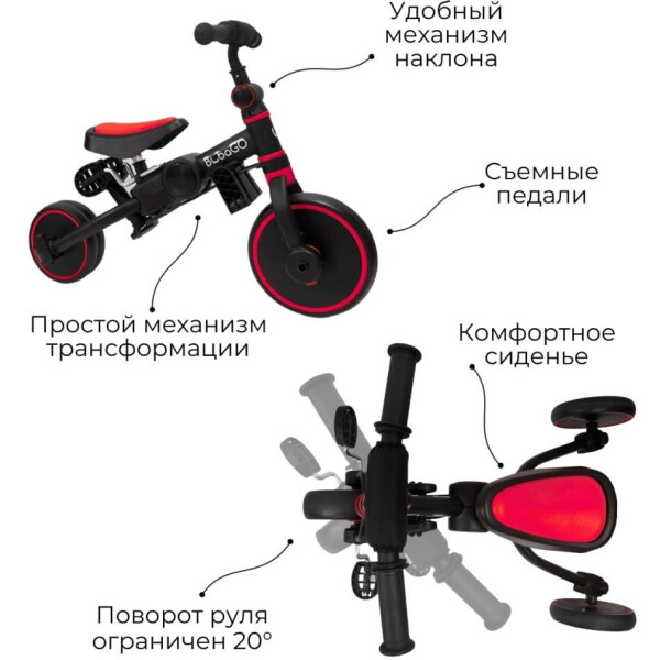 Беговел-велосипед Bubago Flint BG-FPY-109-9 с ручкой (черный/красный) Беговел-велосипед Bubago Flint BG-FPY-109-9 с ручкой (черный/красный)