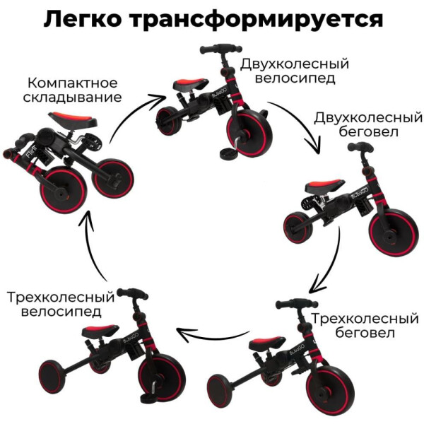 Беговел-велосипед Bubago Flint BG-FPY-109-9 с ручкой (черный/красный) Беговел-велосипед Bubago Flint BG-FPY-109-9 с ручкой (черный/красный)