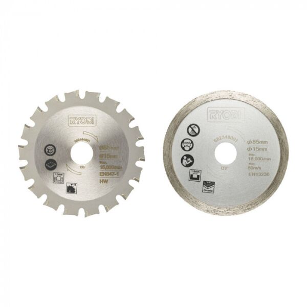 

Оснастка для инструмента RYOBI, Набор пильных дисков RYOBI RAKMMS02K (5132004662)