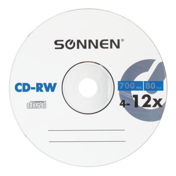 CD-RW SONNEN 700Мб 4-12x, набор 50 шт. 512578