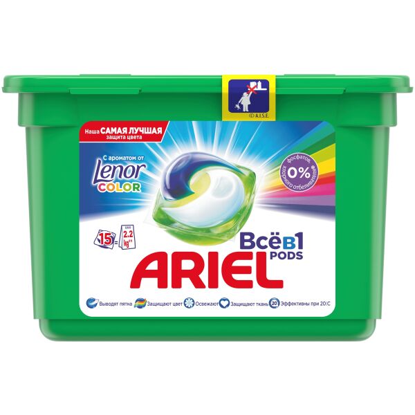 

Средства для стирки ARIEL, Капсулы для стирки Ariel Все в 1 Pods Touch Of Lenor Fresh Color 15x23.8 г