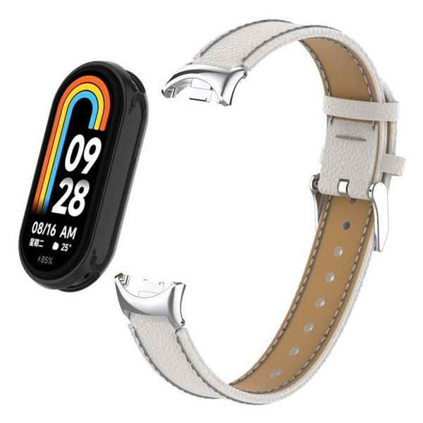 Ремешок Bingo Leather Litchi для XIAOMI Mi Band 8 Белый Ремешок Bingo Leather Litchi для XIAOMI Mi Band 8 Белый