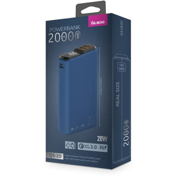 Внешний аккумулятор Olmio QS-20 20000mAh (темно-синий) Внешний аккумулятор Olmio QS-20 20000mAh (темно-синий)