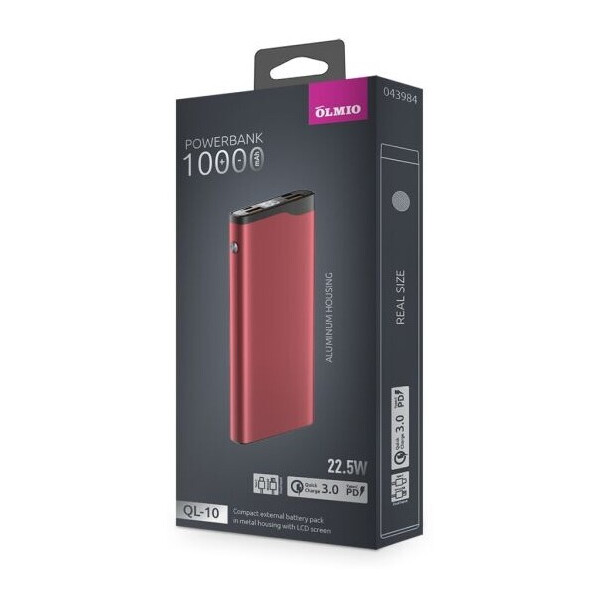 Внешний аккумулятор Olmio QL-10 10000mAh (красный) Внешний аккумулятор Olmio QL-10 10000mAh (красный)