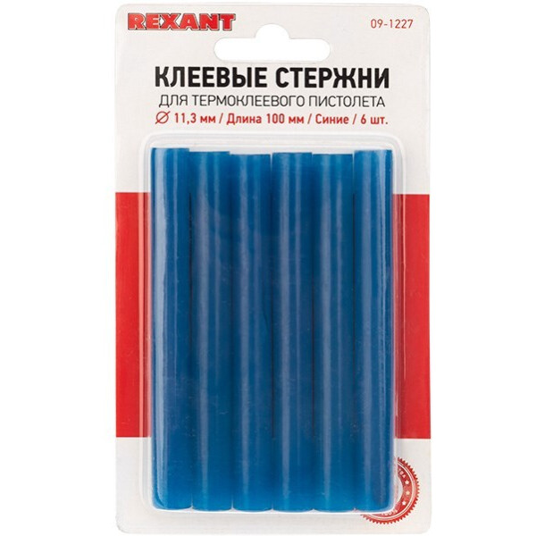 Клеевые стержни Rexant 09-1227 (6 шт, синий)