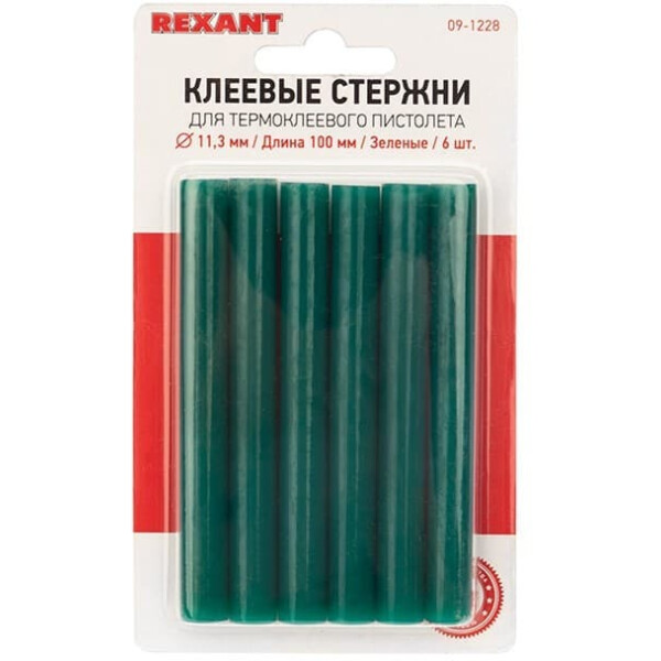 Клеевые стержни Rexant 09-1228 (6 шт, зеленый)