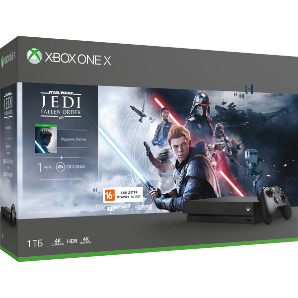 

Консоль стационарная MICROSOFT, Консоль игровая MICROSOFT Xbox One X 1 ТБ + Star Wars Jedi Fallen Order