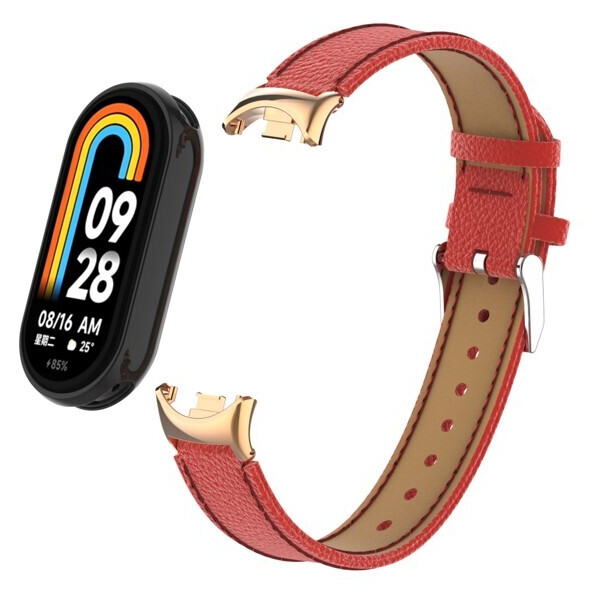 Ремешок Bingo Leather Litchi для XIAOMI Mi Band 8 Красный Ремешок Bingo Leather Litchi для XIAOMI Mi Band 8 Красный