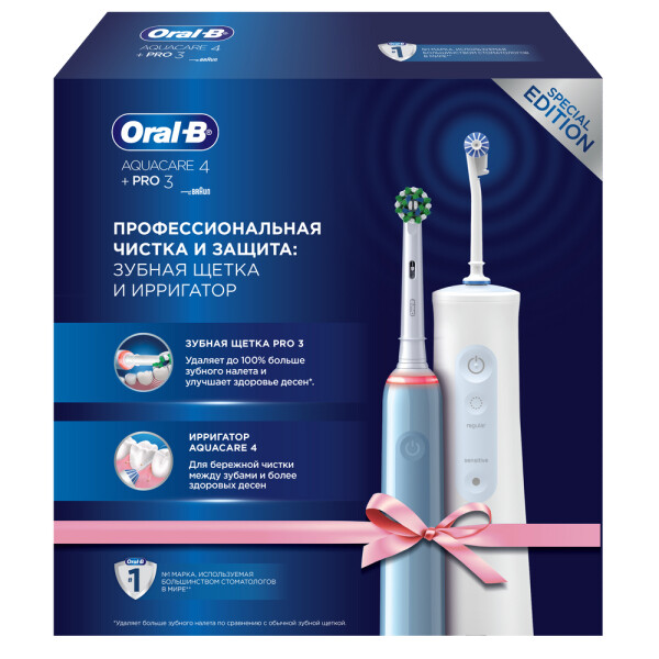 

Зубные щетки и ирригаторы Oral-B, Ирригатор BRAUN (Oral_B) Aqua 4 MDH20.016.2+Щетка Pro 3/D505.513.3 ПН