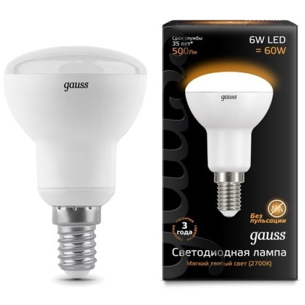 Светодиодная лампочка Gauss E14 6Вт 2700K (106001106)