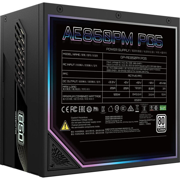 Блок питания Gigabyte GP-AE850PM PG5 Блок питания Gigabyte GP-AE850PM PG5