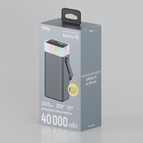 Внешний аккумулятор TFN Apollo 40000mAh RGB (TFN-PB-337-GR (серый) Внешний аккумулятор TFN Apollo 40000mAh RGB (TFN-PB-337-GR (серый)
