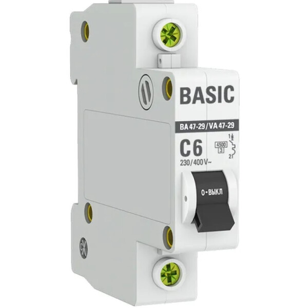 Выключатель автоматический EKF Basic ВА 47-29 1P 6А (C) 4,5кА