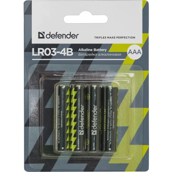 Батарейка алкалиновая Defender LR03-4B AAA (56002) Батарейка алкалиновая Defender LR03-4B AAA (56002)