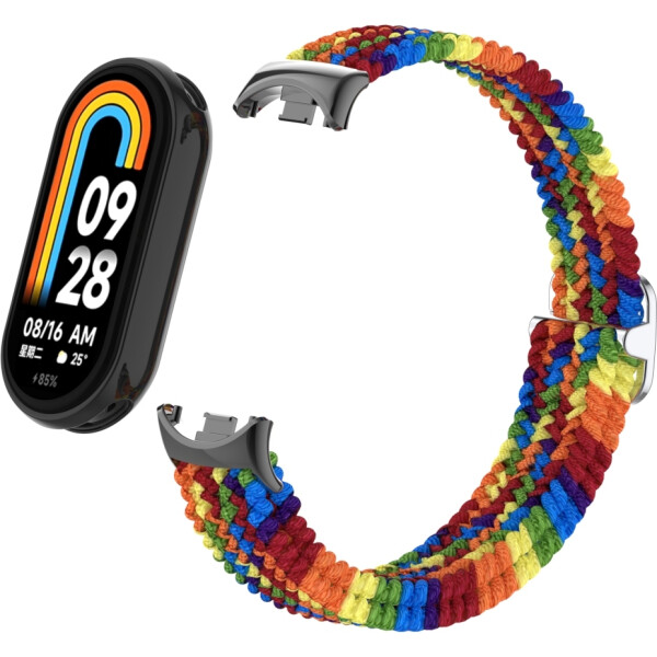 Ремешок Bingo Braided для Xiaomi Mi Band 8 (радуга темная) Ремешок Bingo Braided для Xiaomi Mi Band 8 (радуга темная)