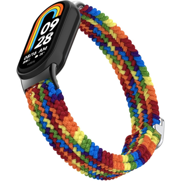 Ремешок Bingo Braided для Xiaomi Mi Band 8 (радуга темная) Ремешок Bingo Braided для Xiaomi Mi Band 8 (радуга темная)