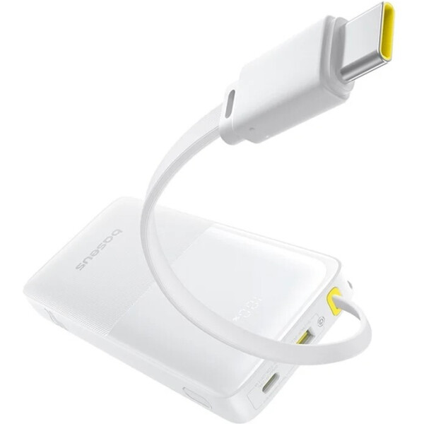 Внешний аккумулятор Baseus Bipow 2 Digital Display Power Bank With Built-in USB-C Cable 10000mah 20W (белый) Внешний аккумулятор Baseus Bipow 2 Digital Display Power Bank With Built-in USB-C Cable 10000mah 20W (белый)