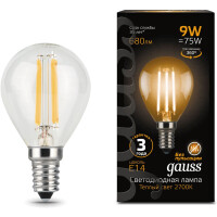 Светодиодная лампочка Gauss Filament Globe E14 9 Вт 2700 К 105801109 (10 шт)