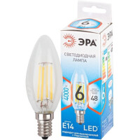 Лампа светодиодная филаментная ЭРА QX F-LED-6 Ват-B35-4000K-E14 (арт.B35-7W-840-E14) 10/100