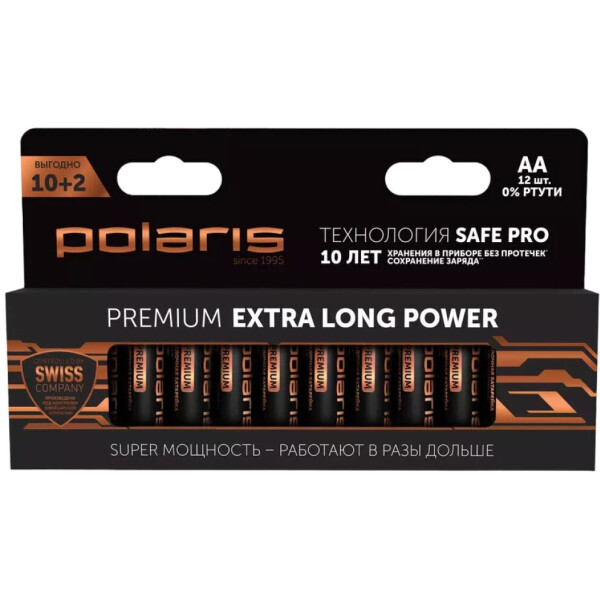 Батарейки щелочные Polaris PB AA (12шт) Premium