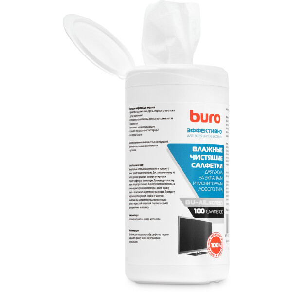 Салфетки для экранов Buro BU-ALL_SCREEN, 100шт Салфетки для экранов Buro BU-ALL_SCREEN, 100шт