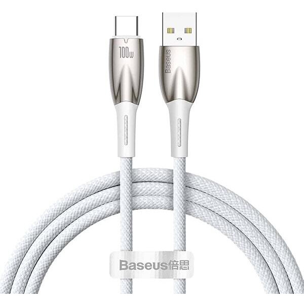 

Кабели для сотовых телефонов BASEUS, Кабель Baseus Glimmer Series Fast Charging Data Cable USB Type-A - Type-C 100W CADH000602 (2 м, белый)