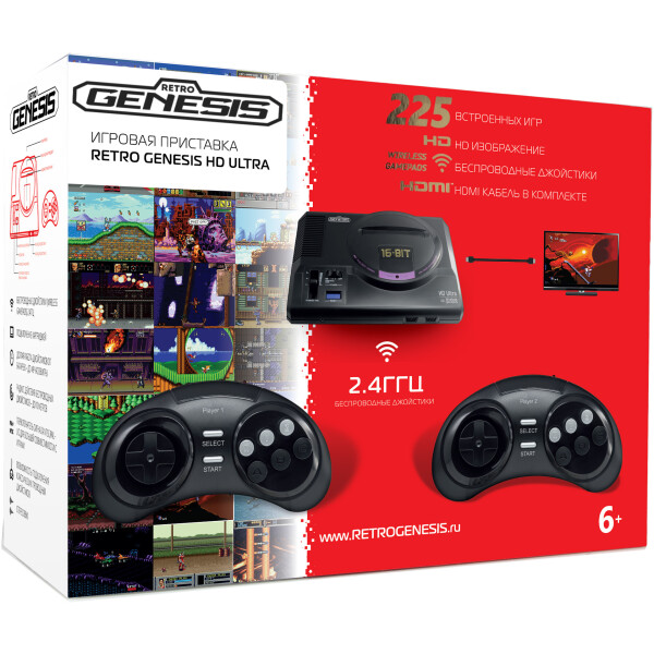 Игровая приставка Retro Genesis HD Ultra (2 геймпада, 225 игр) Игровая приставка Retro Genesis HD Ultra (2 геймпада, 225 игр)