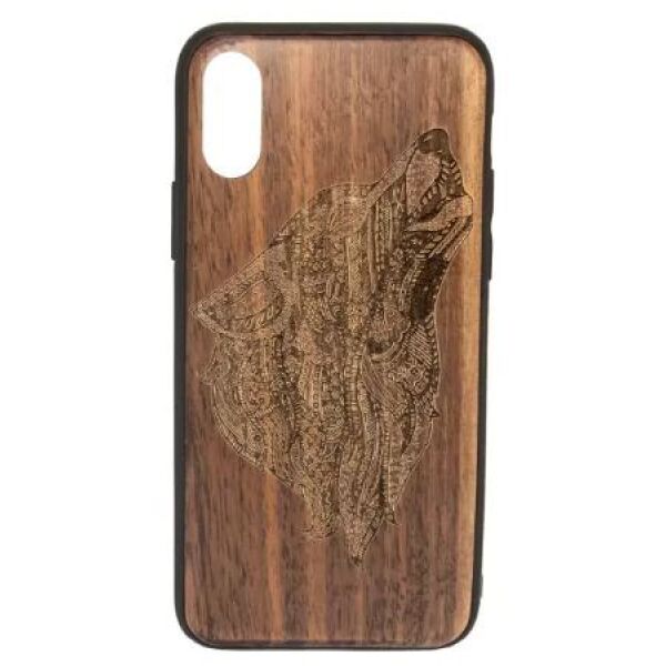 

Чехлы для мобильных телефонов CASE, Накладка CASE Wood для Apple iPhone X (грецкий орех, волк II)