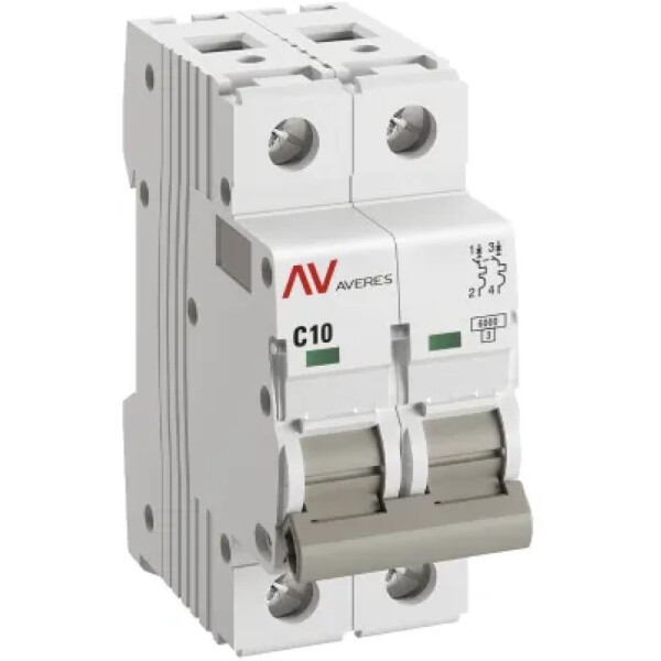 Выключатель автоматический EKF Averes AV-6 2P 10A (C) 6kA Выключатель автоматический EKF Averes AV-6 2P 10A (C) 6kA