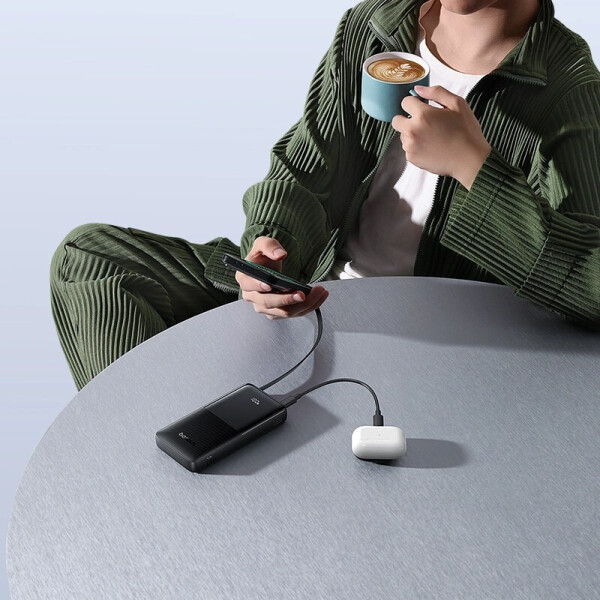 Внешний аккумулятор Baseus Bipow 2 Digital Display Power Bank With Built-in USB-C Cable 10000mah 20W (черный) Внешний аккумулятор Baseus Bipow 2 Digital Display Power Bank With Built-in USB-C Cable 10000mah 20W (черный)