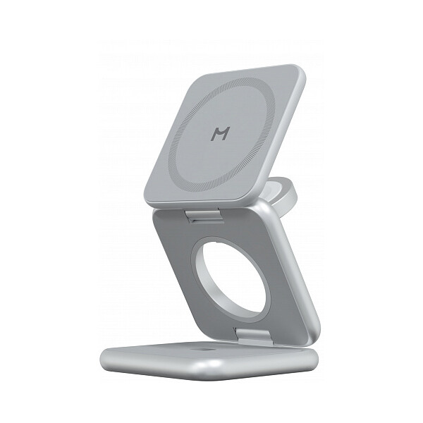 Беспроводное зарядное Magssory Fold Pro 3 в 1 WCH063 (серебристый)