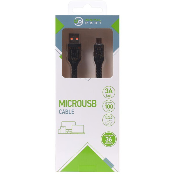 Кабель DigitalPart MC-309 USB Type-A - microUSB (1 м, зеленый)