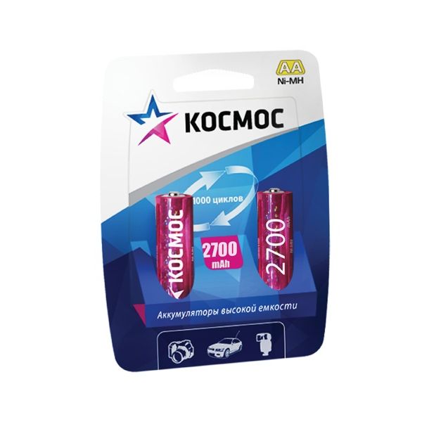 

Аккумуляторы КОСМОС, Аккумулятор Космос R6 2700 NI-MH mAh (2 блистер)