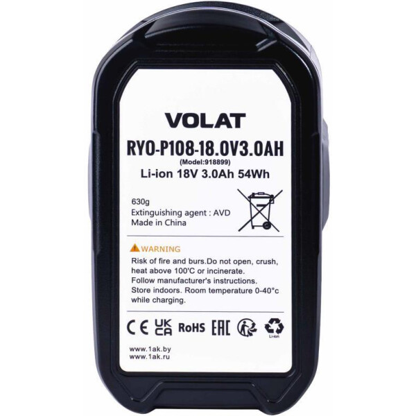 Аккумуляторная батарея VOLAT для RyoBi 18.0V 3.0Ah (Li-ion) RYO-P108 Аккумуляторная батарея VOLAT для RyoBi 18.0V 3.0Ah (Li-ion) RYO-P108