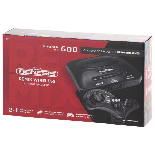 Игровая приставка Retro Genesis Remix Wireless 8+16 Bit (2 геймпада, 600 игр) Игровая приставка Retro Genesis Remix Wireless 8+16 Bit (2 геймпада, 600 игр)