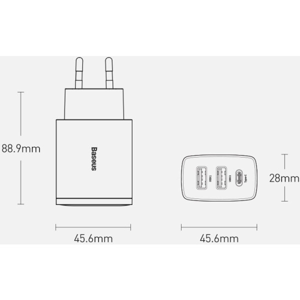 Сетевое зарядное Baseus Compact Quick Charger 2U+C 30W CCXJ-E02 Сетевое зарядное Baseus Compact Quick Charger 2U+C 30W CCXJ-E02