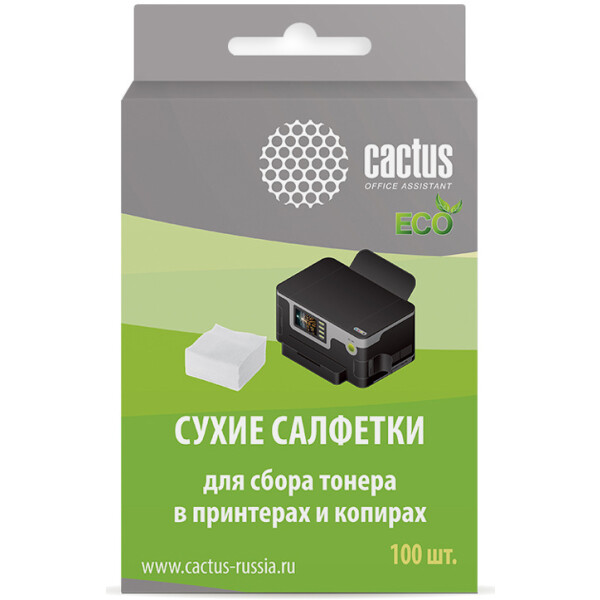 Салфетки Cactus CS-P2003E для сбора тонера (100шт, сухие) Салфетки Cactus CS-P2003E для сбора тонера (100шт, сухие)