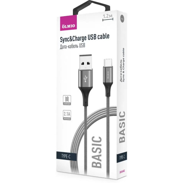 Кабель Olmio BASIC USB Type-A - USB Type-C 041640 Кабель Olmio BASIC USB Type-A - USB Type-C 041640