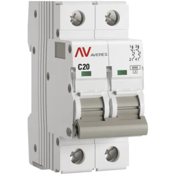 Выключатель автоматический EKF Averes AV-6 2P 20A (C) 6kA