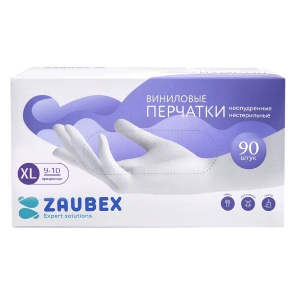 Виниловые перчатки Zaubex 9196680 (XL, 90 шт)
