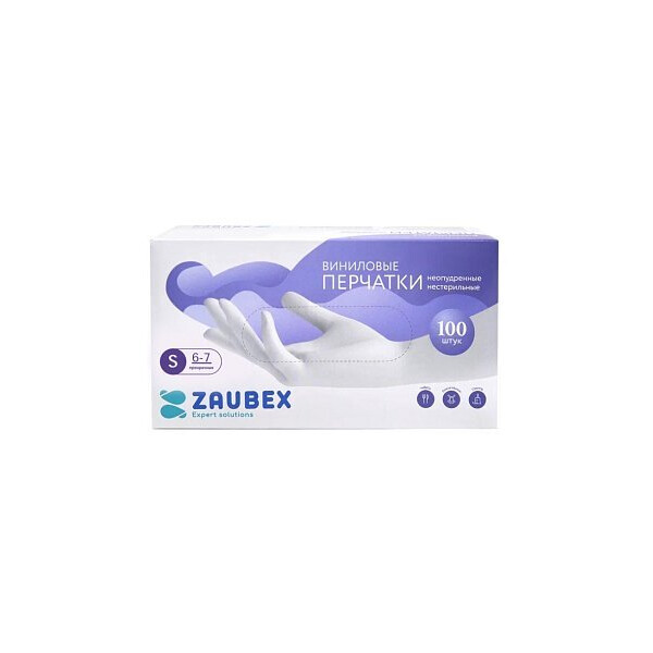 Виниловые перчатки Zaubex 9196678 (S, 100 шт)