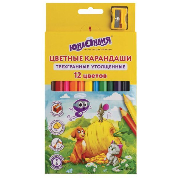 Набор цветных карандашей Юнландия Сказочный мир 181370 (12цв)
