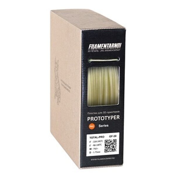 

Аксессуары для 3D печати Filamentarno!, Пластиковая нить Filamentarno Prototyper Total GF-30 1.75 мм 750 г (натуральный)