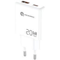 СЗУ Atomic BLADE G203 GAN 20W 2-порта USB (A+C) с кабелем USB (С-L) 1 метр, цвет белый | 10.208