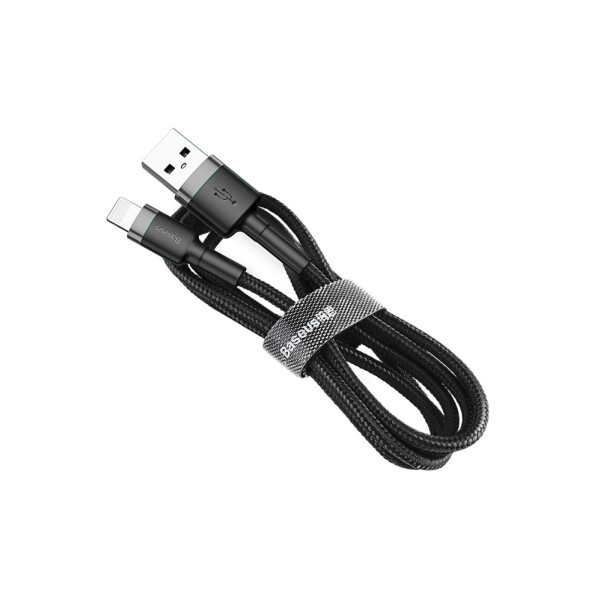 Кабель Baseus CALKLF-AG1 (cafule For lightning 2.4A 0.5M, серый+черный) Кабель Baseus CALKLF-AG1 (cafule For lightning 2.4A 0.5M, серый+черный)