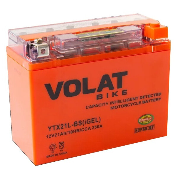 Мотоциклетный аккумулятор VOLAT YTX21L-BS iGel (21 А·ч)