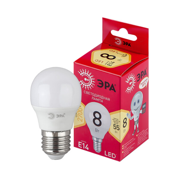 Лампочка ЭРА RED LINE LED P45-8W-827-E14 R